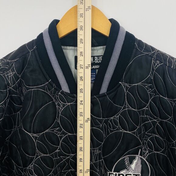 Raw Blue Classics First Team Men's Bomber Jacket Large Black Gray Button Up - Picture 13 of 15